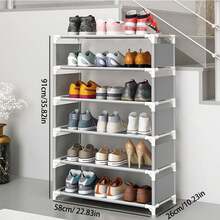 [1pc]Simple Multi-Layer Shoe Rack, Black/Grey Metal Material, Sturdy Thickened Shoe Storage Rack, Dust-Proof Multi-Functional Organizer, Easy Assembly, Modern Style, Suitable For Student Dorm, Home Entrance, Hallway, Balcony - View 11