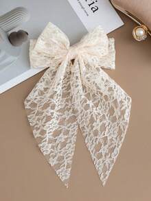 1pc Girls Lace Large Bow Hair Clip, Elegant Vintage Hair Clip, Suitable For Wedding, Party, Daily Hairstyles - Multicolor - View 5