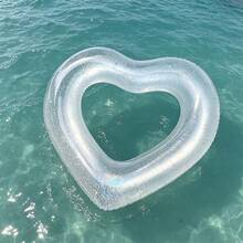 1個亮片花朵充氣游泳圈/泳池浮床，可選粉色/玫瑰金亮片/銀色亮片，適合水上遊戲與泳池派對，浪漫心形充氣泳池躺椅，完美適用夏季海灘與泳池派對，情侶水上娛樂，理想情人節禮物（充氣幫浦另售） - 熱賣款 - 查看 9