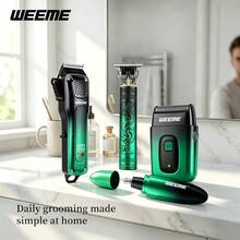 WEEME 4 In 1 Hair Clippers For Men Set Professional, Cordless Men Hair Trimmer + Electric Shavers, Barber Kit For Nose, Body & Bald Head Grooming, LED Display, Precision Cutting, USB Rechargeable, Home & Barber Use(Gradient Green) - View 6