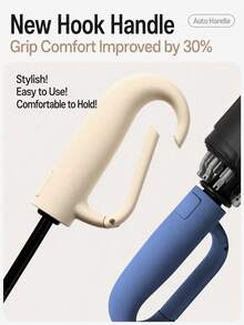 1pc Automatic Folding Umbrella With Buckle, Portable. Larger, Thicker, Sturdier. Suitable For Men And Women, Portable Windproof And Waterproof, Double Layer Protection, Multiple Frame Designs, Snap Or Rotating Handle, Multiple Colors Available (Due To Different Batches, Fabric, Frame Color, And English Letter Pattern Design May Vary) - Multicolor - View 5