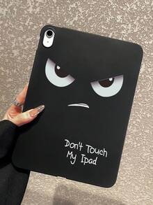 1pc Angry Tsundere Expression With "Don't Touch My " Funny Letter Slogan Print Tablet Case, Matte Black Anti-Drop Tablet Protective Cover, Quirky Personalized Tablet Accessory, Suitable For Daily Use And Gift-Giving All Year Round, Back To School, Birthday, Christmas Gift Choice, Fashionable Tablet Protective Sleeve For Home And Study - Multicolor - View 2
