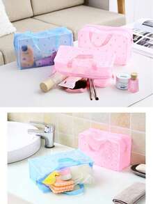 1pc/3pcs Floral Print Waterproof Transparent Toiletry Bag, Portable Travel Organizer, Makeup Bag, Multi-Functional Storage Bag, Large Capacity, Suitable For Vacation, Beach, Bathroom, Bedroom And More,Bedroom Room Decor,Back To School - Multicolor - View 3