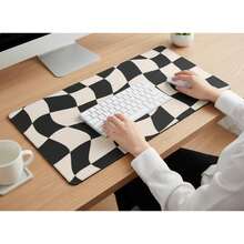 Wavy Checkerboard Desk Mat - Groovy Large Mouse Mat - Cozy Desk Accessory - Mouse Pad - View 13