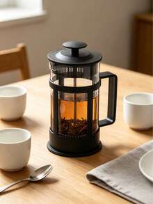1 Stück hitzebeständige French-Press-Kaffeekanne aus Borosilikatglas, schwarzer Rahmen, Edelstahlfilter, Kaffeekanne und Teebereiter, verschiedene Größen, Handpresse für Zuhause, Büro, Camping, Küche, Kaffeezubehör - Verschiedenfarbig - Übersicht 4