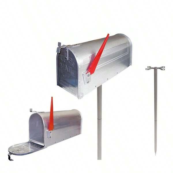 Retro American mailbox US mailbox standing mailbox aluminium silver + stand-