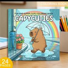 1 Cute Capybara Coloring Book, 24 Pages Thick Paper, Stress-Relieving Fashion Aesthetic Creation, Perfect For Adult Relaxation, Family Gatherings And Holiday Decor, Father's Day, Halloween, Christmas,Enhancing Creativity, Beautifully Designed - Single Piece - View 1