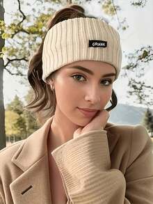 1/4pcs Solid Color Casual Polyester Knitted Headband, Warm For Autumn/Winter - Multicolor - View 3