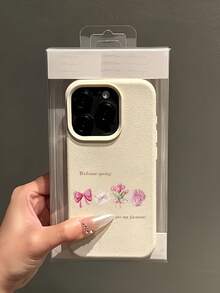 1 pieza Funda de teléfono con protección de lente minimalista blanca mate, patrón de lazo de resorte y concha, personalizada compatible con iPhone 16 Pro Max/17/16/15/14 Plus/13/12/11/Air y series - Multicolor - Ver 3