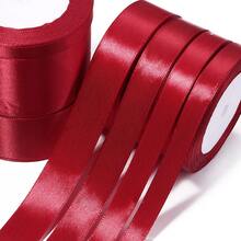25 Yards/Roll Deep Red Gift Wrapping Satin Ribbon, New Year Christmas Decorative Ribbon DIY Bow Material, Bouquet Gift Box Bow Decoration Webbing, Gift Wrapping Ribbon - Dark Red Ribbon - View 6