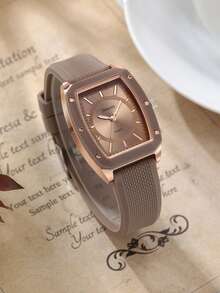 1 pièce Montre-bracelet à quartz simple, abordable, décontractée et polyvalente pour femmes, convenant aux sorties décontractées - Camel - Voir 3