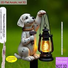 [2D Flat] 2D Flat Shaped, 1pc Puppy Garden Stake - Pointed Tip Easy Insertion Design, Acrylic Material Suitable For Outdoor/Planter Decoration, 0.2cm Thickness, Yard Flower Bed, Durable Garden Ornament (Puppy Shape, 2D Flat) - A - View 3