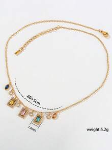 Fashionable Colored Zirconium Stainless Steel Necklace - Luxurious And Exclusive Collar Chain For Women - Multicolor - View 10