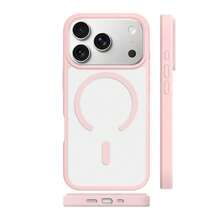 Miniso Magsafe磁吸充電適用於iphone17/17pro/17promax/17air/16promax/15pro/15promax/14/13/15pro/12pro/16plus簡約透明保護套相容apple - 粉色 - 查看 3
