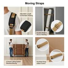 Lifting Slings 2-Person Moving System For Furniture Appliances Mattresses, 2 Adjustable Harnesses 2 Load-Bearing Straps 1 Handheld Strap Heavy Duty Nylon Webbing Load Distribution Design Professional Mover Tools Accessory Kit-XY871222 - Multicolor - View 5