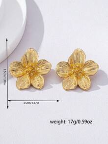 1 Pair Popular Versatile Vintage Floral Elegant Stud Earrings - Golden - View 5