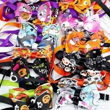 10PCS Random Pet Bow Ties, Adjustable Dog Cat Collar Bows, Halloween Pumpkin Ghost Printed Pet Neck Decor Accessories For Small Medium Puppies And Kittens, Mixed Styles No Repeat - Multicolor - View 4