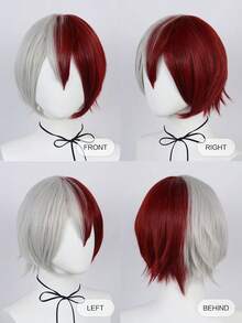 Red And White Color Block Split Wig, Heat-Resistant Fiber Material, Perfect For Anime Cosplay, ACG Conventions And Daily Personalized Styling - Multicolor - View 6