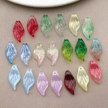 20pcs Glass Colored Leaf Pendant Jewelry Making DIY Earrings Pendant Various Design Charms For Jewelry Making Bracelets Necklace - Multicolor - View 4