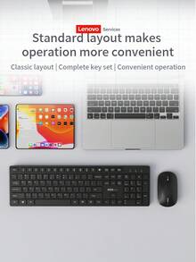 Lenovo 2.4G Wireless Keyboard And Mouse Combo, 105 Keys, Slim , Minimalist And Fashionable Design, Suitable For Business Office, Home, Laptop, Tablet - Black - View 4