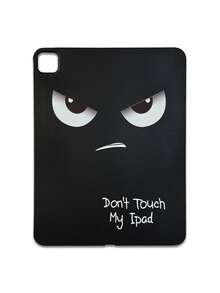 1pc Angry Tsundere Expression With "Don't Touch My " Funny Letter Slogan Print Tablet Case, Matte Black Anti-Drop Tablet Protective Cover, Quirky Personalized Tablet Accessory, Suitable For Daily Use And Gift-Giving All Year Round, Back To School, Birthday, Christmas Gift Choice, Fashionable Tablet Protective Sleeve For Home And Study - Multicolor - View 30