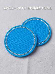 YITUMU 2pcs/4pcs Silicone Anti-Slip Car Cup Holder Coasters - Cup Mat With Crystal Edge, Waterproof & Fashionable, Suitable For Car Or Home Use - Multicolor - View 26