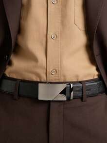 CAMEL CROWN Men's Automatic Buckle Belt, Simple And Versatile Trouser Belt - Black - View 1