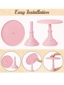 1pc/3pcs Pink Metal Cake Stand - 8/10/12 Inch White Dessert Display Stand, Gold Cake Decoration, Suitable For Wedding And Birthday Party Decoration, Cake Decoration Supplies, Dessert Table Centerpiece, Cake Tray, Pastry Rack, Tall White Iron Dessert Display Stand, Can Be Used For Cold Buffet And Tea Break, Wedding Table Decoration - Multicolor - View 5