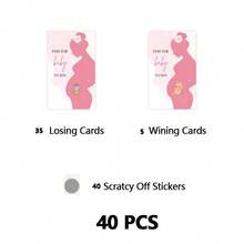 20/40 Pcs Ice Cream Theme Scratch-Off Cards For Baby Shower, Revealing Pregnancy News And Adding Fun To Party Activities, Gender Reveal Party - Multicolor - View 8