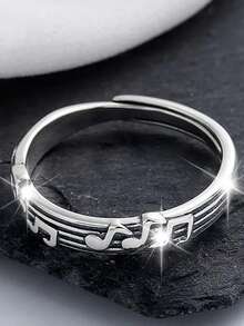 1pc Beautiful Musical Note Ring, Suitable For Women To Wear, Suitable For Wedding, Engagement, Anniversary Party, Valentine's Day Gift - 1# - View 2