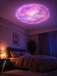 1件行星月亮投影燈，360度旋轉裝飾燈，可更換投影幻燈片，可愛設計，氛圍營造器。便攜式USB供電LED投影燈，包含水星、火星、地球及其他行星投影圖案，適用於居家氛圍、科學展覽、電腦背景裝飾與教學小夜燈。適用於牆面、天花板裝飾，星空LED氛圍燈。 - USB星球投影 - 查看 9
