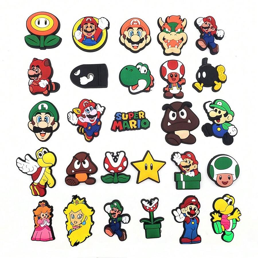 SUPER MARIO BROS. 1 Set/10pcs Minimalist Princess Adventure Game Mascot Soft PVC Charm Set, Detachable Shoe Custom Accessories For Clogs, Wristbands DIY Decoration, Suitable For Commute Daily Wear, Casual Collection And Scene Photography Props - Multicolor - View 1