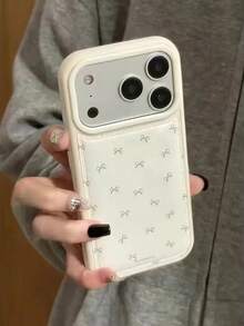 Korean Ins Style Full-Screen Bow Leather Y2K Girly Phone Case, Compatible With IPhone 17A 16 15 14 13 12 11 Pro Max 16 15 14 Plus, Shockproof Protective Cover - White - View 2