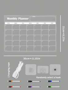 Transparent Acrylic Wall-Mounted Planning Board Set, Weekly / Recipe / Monthly Planner 3 Options, Erasable Reusable Whiteboard With Markers, Hooks And Hanging Rope, Back To School - Multicolor - View 12