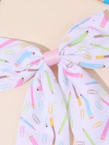 1pc Back To School Supplies White Minimalist Large Bow Hair Clips, Bow Barrettes, School Stuff, Pretty Sweet Hair Accessories Gift For Kids Teen Daily Wear - Multicolor - View 8
