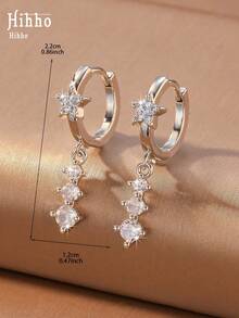 Hihho 1 Pair Elegant High-End Dynamic Star Long Tassel Earrings Mini Small Earrings Elegant Elegant Women's Earrings Suitable For Daily Wear Holiday Decoration Gift Can Be Paired With Stud Earrings And Ear Clips - Star Earrings - View 7
