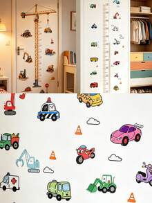 Baby Height Chart Wall Sticker With Construction Truck Growth Chart - Removable Children's Room Decor, Height Measurement Sticker Suitable For Nursery And Toddler Boys, Self-Adhesive Educational Car Theme Sticker - Multicolor - View 8