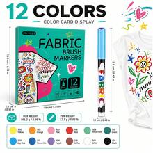 36/24/12 Farben Stoffmarker Stifte Set - Stoffdekoration Set - Unlöschbare und permanente Stofffarbe - Textilmarker Stift Schulanfang - Verschiedenfarbig - Übersicht 12