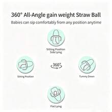 1 pieza/2 piezas Biberón de vidrio para bebé resistente al calor hasta 400℃ esterilizable con tetina de silicona anti-cólico y pajita con bola de gravedad 180ml/280ml apto para bebés de 6 meses en adelante - Multicolor - Ver 8