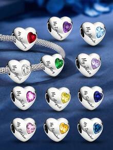 1pc Month Theme Beaded Pendant, Suitable For DIY Jewelry Making, Such As Bracelets, Necklaces, Etc., Perfect Gift For Women And Girls - Silver - View 2