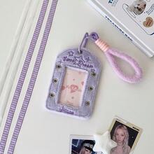1個女孩款毛絨卡套 DIY 星追 3英吋小卡展示卡包 學生緞帶掛繩卡包，Ba，開學第一天 - 彩色 - 查看 12