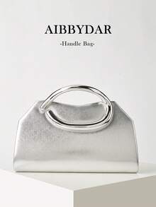 AIBBYDAR Women's Handbag Evening Bag Small Square Bag Makeup Bag Wallet Solid Color Fashion Elegant Shiny Handle Wedding Season Evening Gown Matching Handbag Detachable Shoulder Strap Ball Party Gathering - Silver - View 1