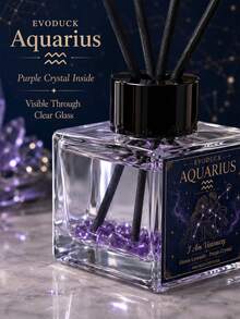 EVODUCK 1pc Smokeless Long Lasting Aquarius Zodiac Crystal Reed Diffuser 50ml, Ozone Lavender Fragrance Oil With Purple Crystal & 4 Fiber Reed Sticks, Flameless Scented Oil Diffuser For Bedroom Bathroom Small Room, Air Sign Birthday Gift, Aesthetic Decor - Mixed Fragrance - View 8