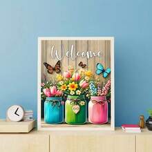 1 pieza [30*40cm/11.8*15.7in] Kit de pintura de diamantes acrílicos 5D, patrón floral, adecuado para principiantes adultos DIY arte de mosaico de diamantes, pintura de diamantes de taladro completo hecha a mano diseño propio DIY, adecuado para decoración de pared de sala de estar, dormitorio, oficina, regalo de decoración del hogar sorpresa para familia y amigos, sin marco - Sin marco - Ver 3