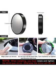 2pcs Car Suction Cup Blind Spot Mirrors, Adjustable Rotating Convex Wide Angle Auxiliary Mirrors For Car Rearview Mirrors, Reusable Glue-Free No-Residue Side View Mirrors, Universal High-Definition Blind Spot Mirror Accessories, Easy To Install Car Safety Mirrors - A - View 8