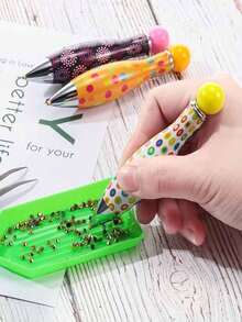 Diamond Painting Pen Set With Storage Box, 5D Craft Tool Kit, Suitable For Beginners And Adults, Includes Pointed Diamond Pen, Wax Pad And Finishing Tray, Perfect For Home Decor - A - View 5