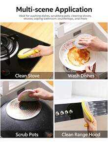 10/5/1 buah Spons Pembersih Bulat Dua Sisi, Spons Pembersih Rumah Tangga, Lembut, Nyaman, dan Tidak Berminyak untuk Menghilangkan Noda pada Kompor Dapur dan Penghisap Asap Dapur. Spons Pembersih Bulat, Spons Pembersih, Spons Pembersih Dapur - A - View 8