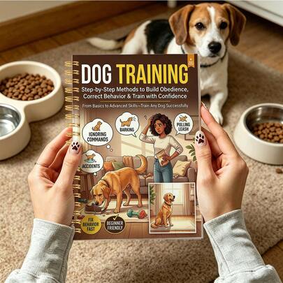 1PC A5 Spiral Notebook, Beginner Friendly Dog Training Behavior Correction Cover Notebook, Cartoon Illustration Fix Bad Dog Habits Graphic Cover Design, Pet Obedience Training Log Stationery Gift For Adult Dog Owners