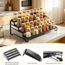 4 Tier Expandable Can Rack Organizer For Pantry, Adjustable 13"-21" Metal Soda Can Organizer, Pantry Organization Canned Food Storage Holder For Kitchen Cabinet Countertop, Black 1Pack - Black - View 6