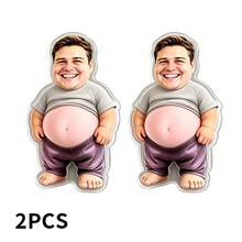 Custom Funny Face Acrylic Fridge Magnet, Personalized Photo Gift, Cute Decorative Fridge Magnet, Unique Custom Face Magnet, Acrylic Big Belly Fridge Magnet, Prank Funny Gift, Father's Day Gift, Birthday Gift, Gift For Friends, Dad, Boyfriend, 1pc/2pcs - Multicolor - View 9